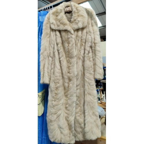 66 - A blonde full length fur coat, medium