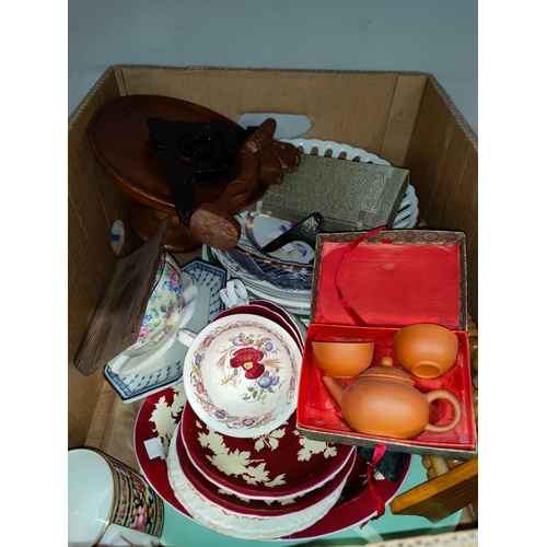 15 - A Japanese part tea set; a modern Dresden fruit bowl; Royal commemorative ware; decorative china