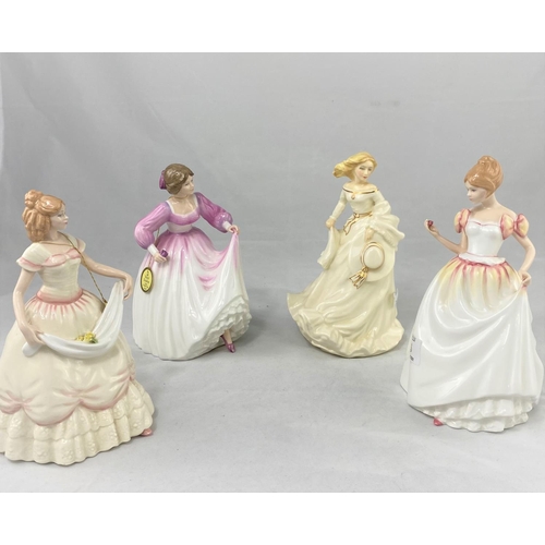 216 - Four Royal Doulton figures:  Nicole HN 3421; Ashley HN 3420; Summer Breeze HN 3724 & Gift of Love HN... 