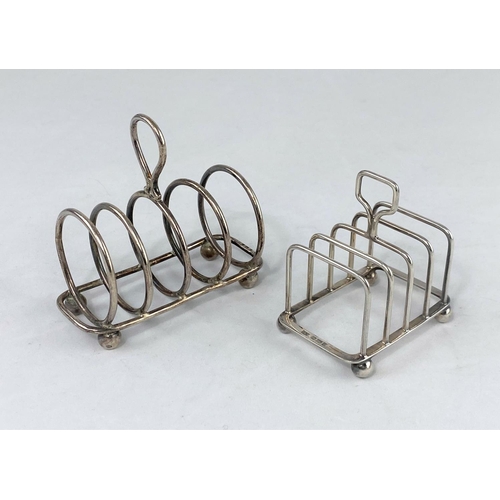 298 - A 4-division toast rack on 4 ball feet, Birmingham 1906 and a square 4-division toast rack, Sheffiel... 