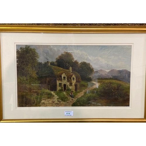 414 - A Coleman:  Cottage near Betwys-y-Coed, oil on canvas, signed, 27 x 49 cm, framed and glazed