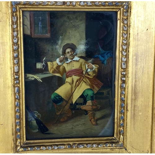 415 - 19th Century Italian School:  pair of oils on board depicting gentlemen smoking and drinking, 15 x 1... 
