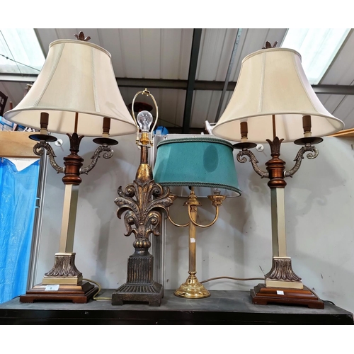 8 - A pair of decorative table lamps; 4 others