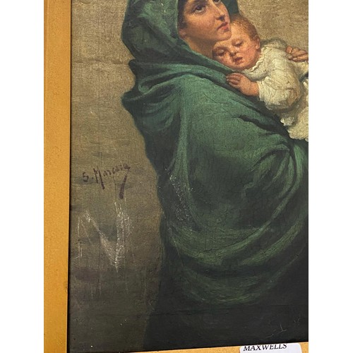 450 - Early 20th Century Italian School:  Madonna and Child, oil on canvas, signed, 34 x 24 cm, gilt frame... 