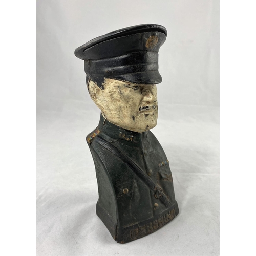 149a - An early 20th century cast iron money box of USA General Pershing