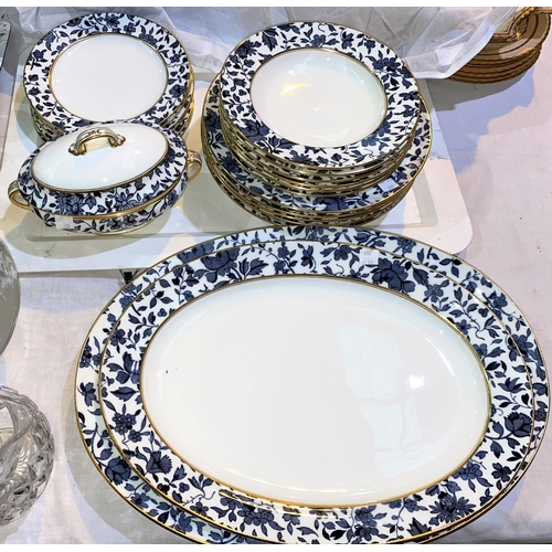 209 - A Minton part dinner service with blue & white borders