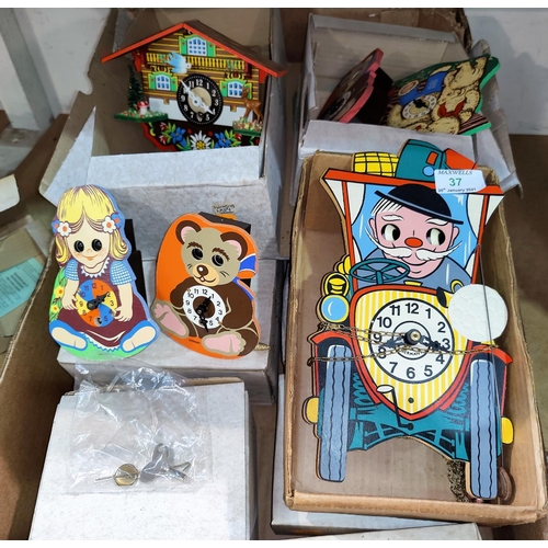 37 - A selection of children's novelty clocks