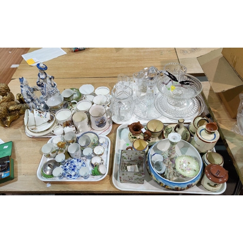 43 - A selection of Royal commemorative and miniature china; A ships decanter; 2 cut water jugs; a 1930's... 