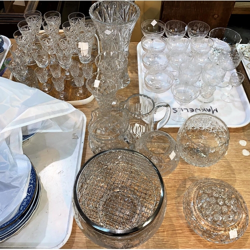 207 - A cut glass fruit bowl; other cut glassware and drinking glasses