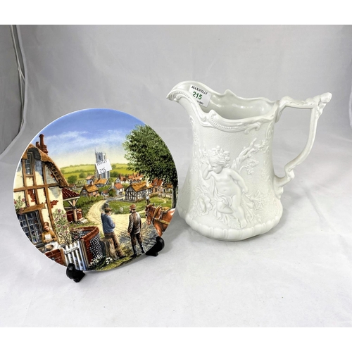 215 - A Victorian style Parianware jug; a Royal Doulton set 