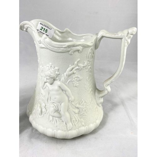 215 - A Victorian style Parianware jug; a Royal Doulton set 