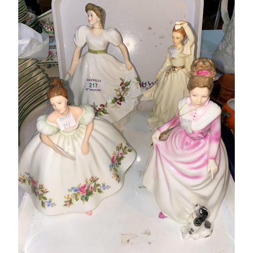 217 - Four Royal Doulton figures:  Au Revoir HN 3723; Samantha HN 3304; Teresa 3206 & Good Companion HN 36... 