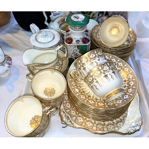 226 - An early 20th century Plant Tuscan tea service in gilt and white, 38 pieces approx; a 19th century s... 