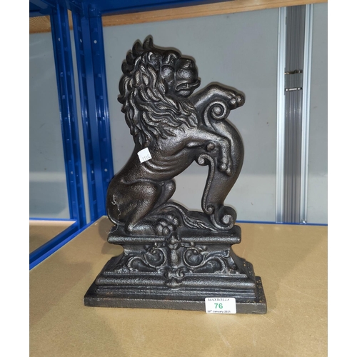 76 - A large cast iron doorstop:  lion rampant