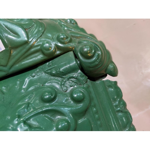 77B - A Victorian style green painted cast iron coal bin