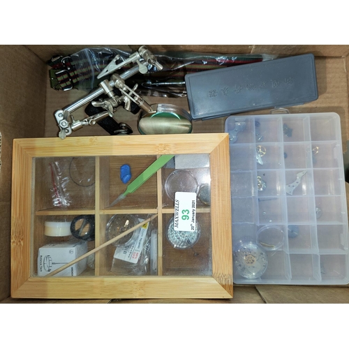93 - A quantity of watch servicing tools; straps; parts; etc.