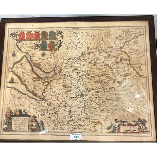 443 - A hand coloured antique map 