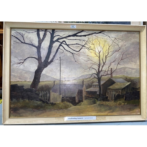 452 - Frank Shenton:  Smallholding, Souracre, oil on board, signed, 60 x 90 cm, framed