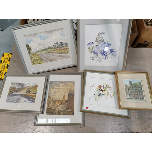 21 - A selection of modern floral watercolours, framed and glazed