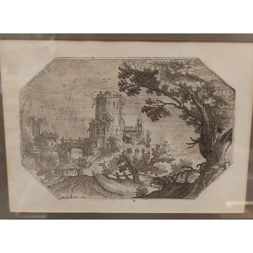 419 - 17th Century Italian School:  etching by Cristofano Paolo Gelli, after Cantagallina, landscape with ... 