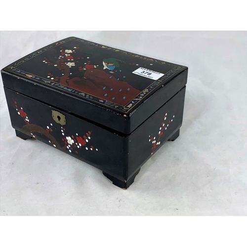 378 - A lacquer jewellery box and a selection of costume jewellery