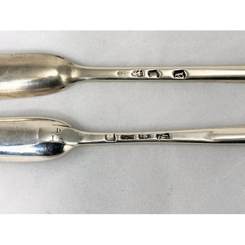 254 - Two Georgian hallmarked silver marrow scoops, one London 1776 and one marks unclear