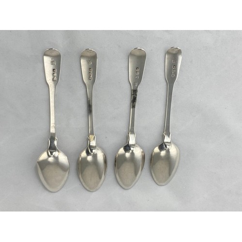 257 - Four Fiddle pattern monogrammed teaspoons, London 1815 / 16, makers William Fly & William Fearn, 3oz... 