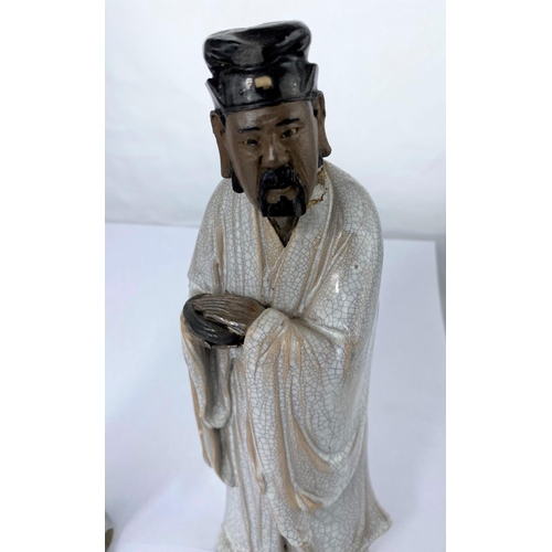 159 - Two Chinese figures of men in robes, both a.f., height 24cm