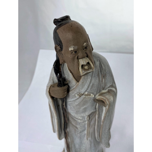 159 - Two Chinese figures of men in robes, both a.f., height 24cm