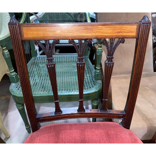 523 - A set of 6 Georgian style mahogany dining chairs with wide top rails, carved rails to the back, squa... 