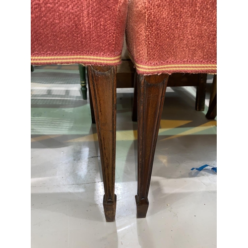 523 - A set of 6 Georgian style mahogany dining chairs with wide top rails, carved rails to the back, squa... 