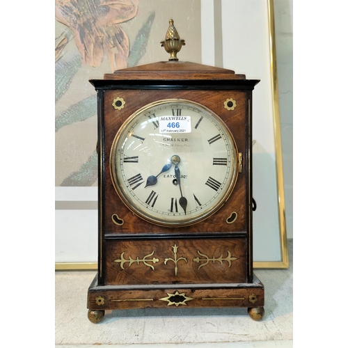 466 - A Georgian bracket clock in caddy top walnut case with ornate pineapple finial, ornate ring handles,... 