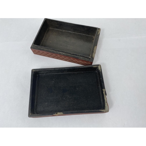 135C - A Chinese cinnabar coloured lacquer box of squared form cigarette box 14.5cm