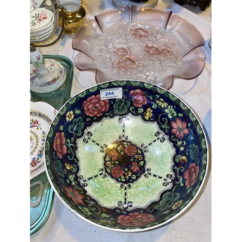 244 - A Maling bowl; decorative china and glassware