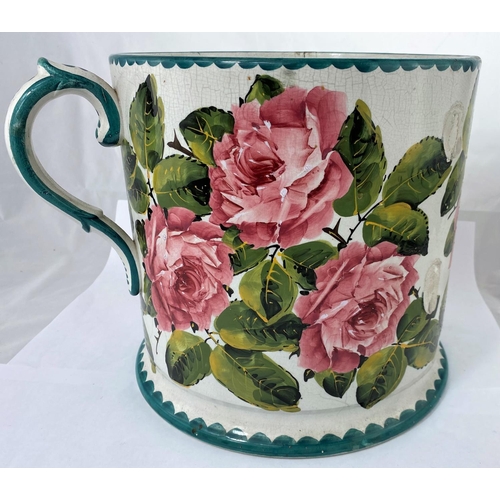 191 - An unusually large Wemyss tyg decorated with roses, , height 24cm, diameter 25cm (missing two handle... 