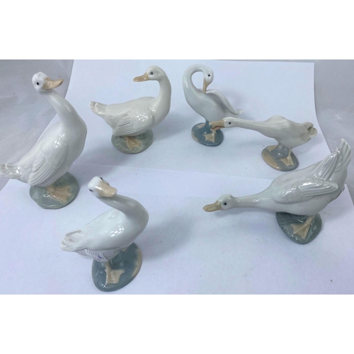 248A - A gaggle of 3 Lladro geese and 3 Nao geese