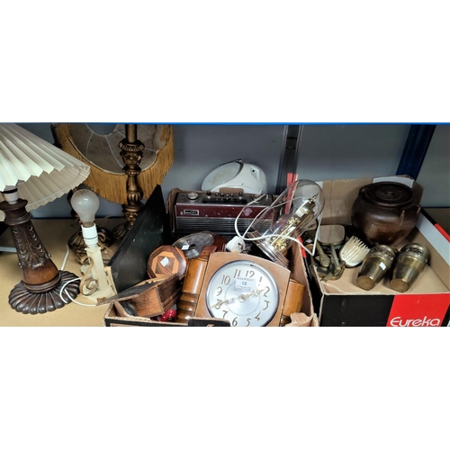 18 - A 1930's mantel clock; treen; decorative items