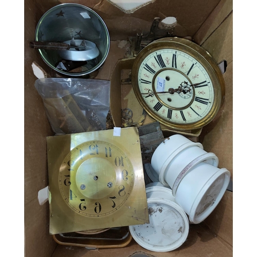 27 - A Vienna wall clock dial and movement (not guaranteed complete); other clock parts; etc.