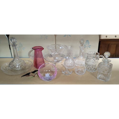 47 - A selection of decanters and other glassware