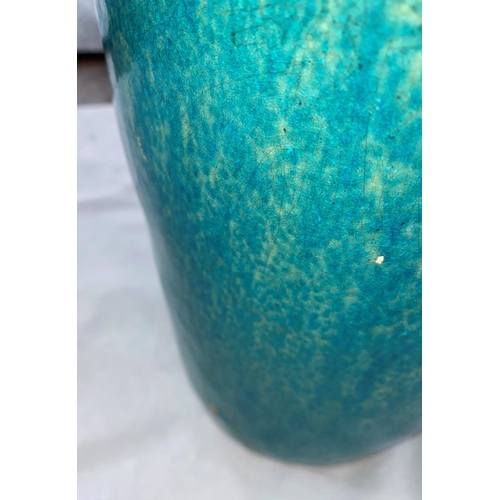 136A - An oriental turquoise glaze baluster vase, height 42cm, damage to base