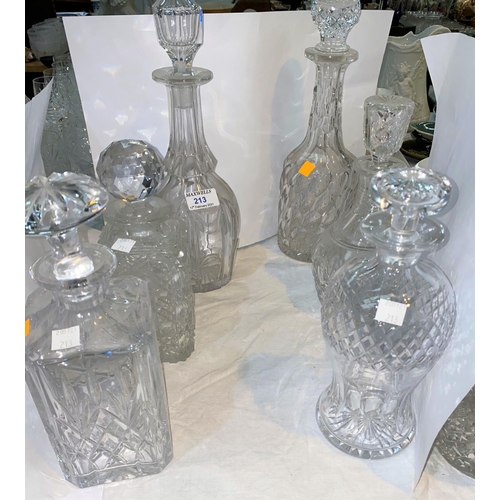 213 - A selection of cut glass decanters