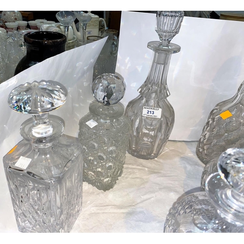 213 - A selection of cut glass decanters