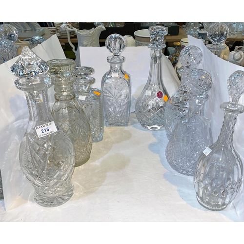 215 - A selection of cut glass decanters