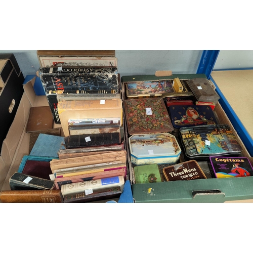 74 - A selection of vintage tins; a selection of books on astrology; etc.