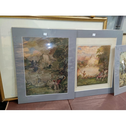 430 - Harold Hope Read:  3 hunting scenes, watercolours, 1 signed and dated 1938, 49 x 43 cm and two 4 x 3... 