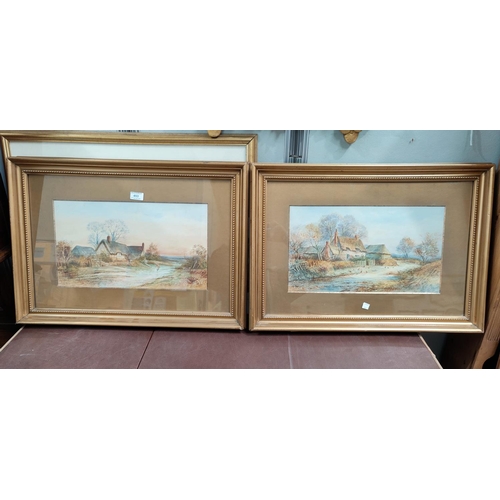 453 - L Heppall:  Early 20th century farm scenes, pair of watercolours, signed, framed and glazed