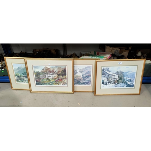 30 - Judy Boyes:  Lakeland cottages, 4 limited edition prints, artist signed, framed and glazed