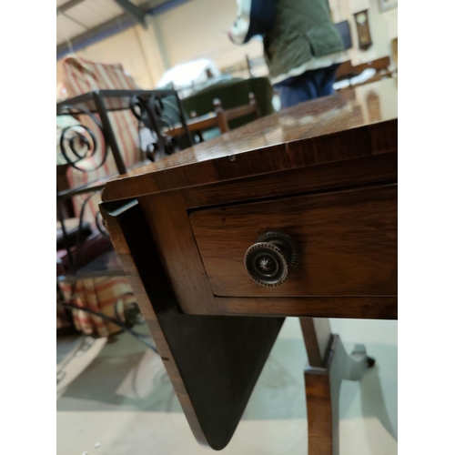 543 - A 19th  century Regency style rosewood table, the 2 frieze drawers and corresponding false fascias w... 