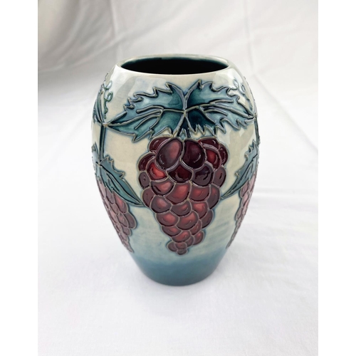 17 - A Moorcroft vase of ovoid form decorated with a grapevine impressed & monogrammed  height 13.5cm