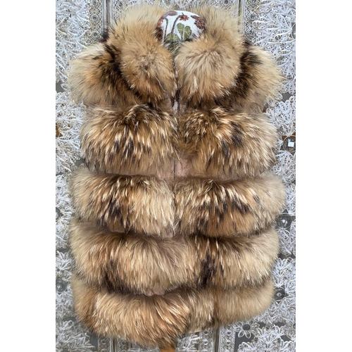 231 - A modern fox fur and beige suede gilet, size medium